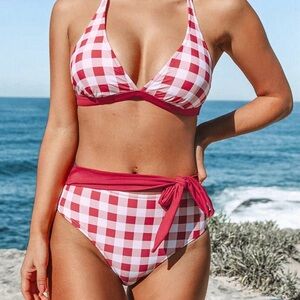 NWT Red Gingham Bikini Set